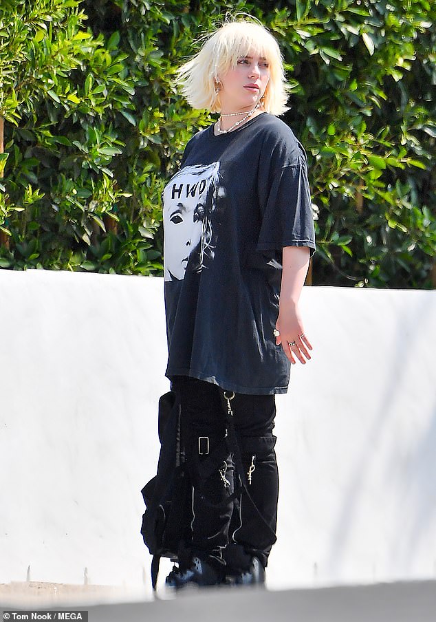 Bob and weave: Billie Eilish showed off her chic blonde flip hairstyle while leaving a Santa Monica music studio on Tuesday