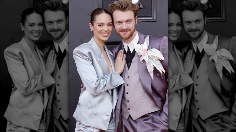 Finneas and Claudia Sulewski at the 2022 Grammys
