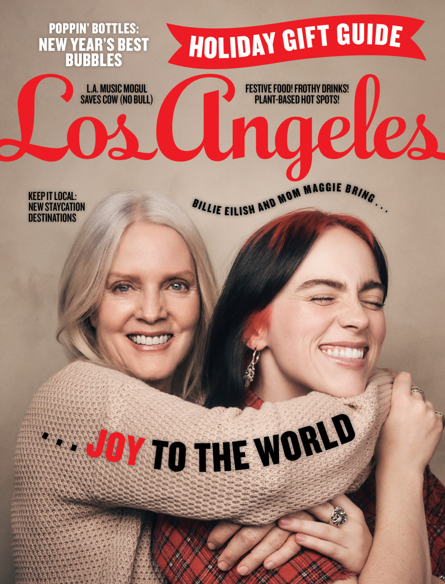 December 2023 cover of Los Angeles magazine, featuring Billie Eilish with mom Maggie Baird