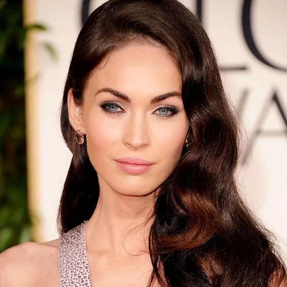 Megan Fox side-parted long, retro waves