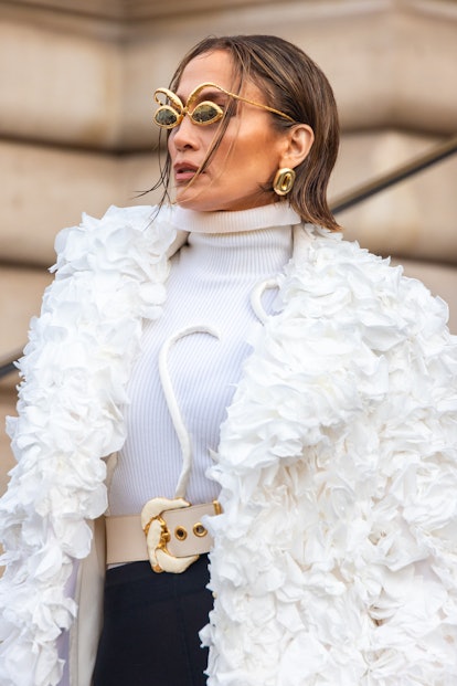 PARIS, FRANCE - JANUARY 22: Jennifer Lopez attends the Schiaparelli Haute Couture Spring/Summer 2024...