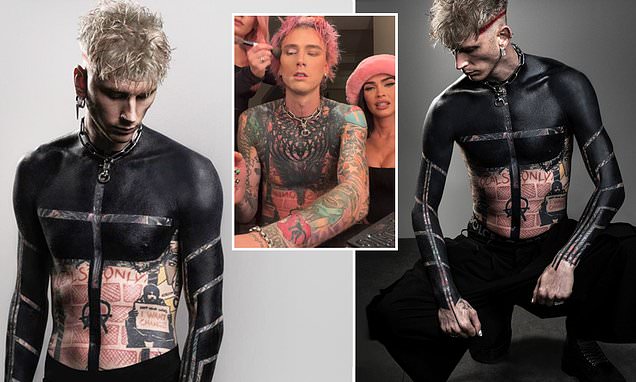 Machine Gun Kelly reveals he had a BREAKDOWN before tattooing entire top-half of his body with black ink - as worrying new song sparks concerns from fans | Daily Mail Online