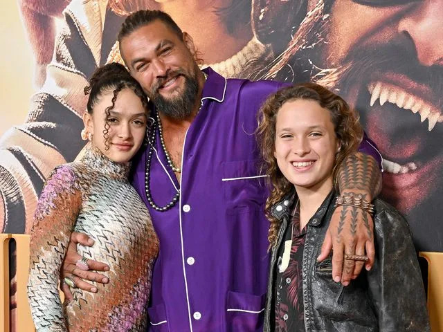 Axelle/Bauer-Griffin/FilmMagic Jason Momoa with daughter Lola and son Nakoa-Wolf