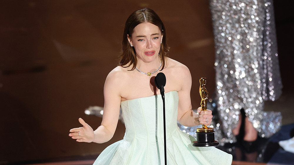 Emma Stone accepts the Lead Actress award for "Poor Things" onstage at the 96th Annual Oscars held at Dolby Theatre on March 10, 2024 in Los Angeles, California. (Photo by Rich Polk/Variety via Getty Images)