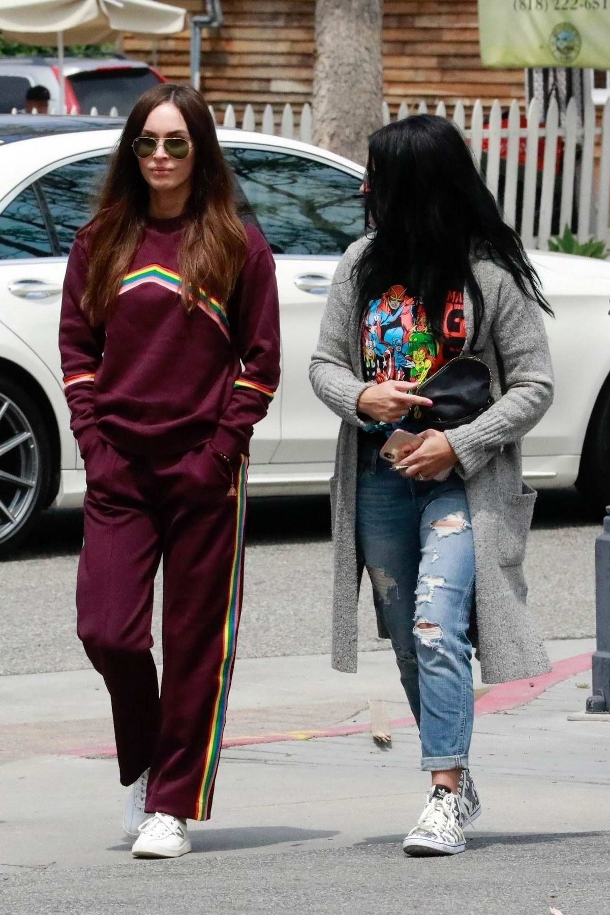 Megan Fox sports burgundy tracksuit while out shopping with friends in  Calabasas, California