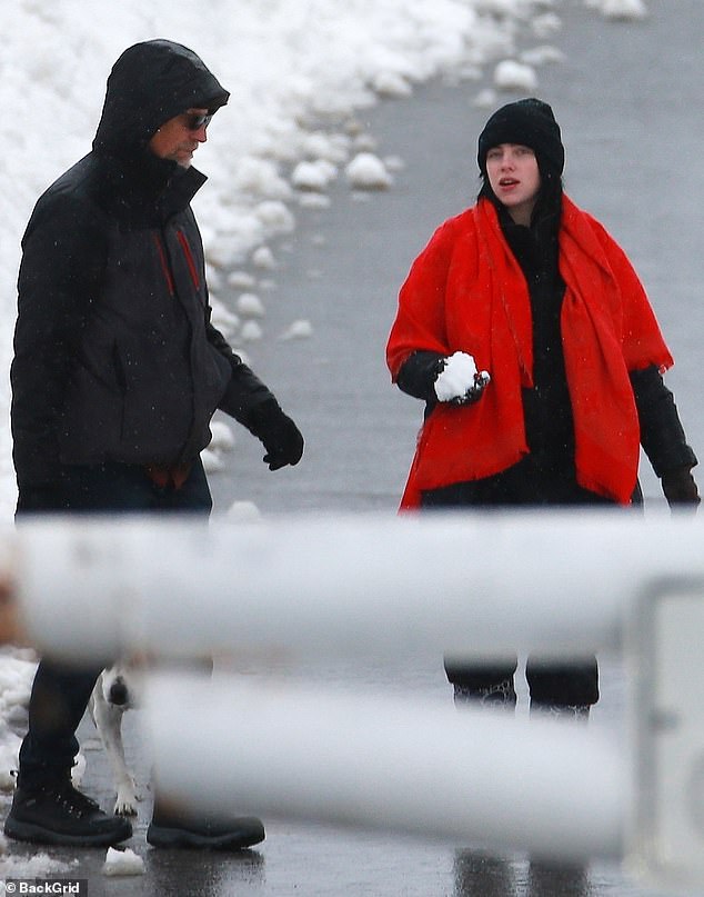 Chilly: At one point, Billie picked up some snow and made a snowball while on her walk