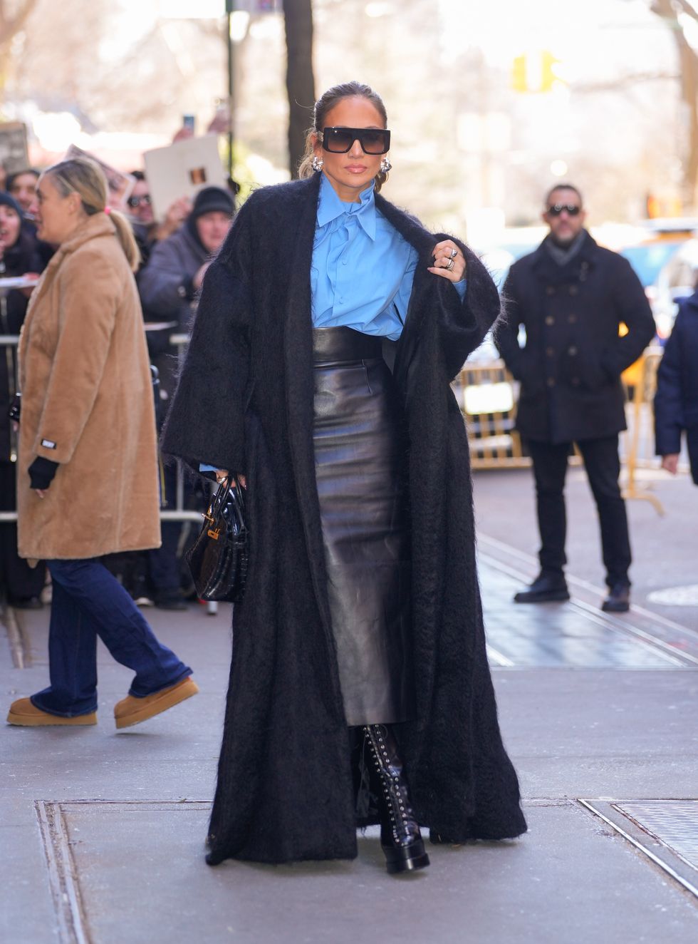 new york, new york february 15 jennifer lopez arrives at the view studios on february 15, 2024 in new york city photo by gothamgc images