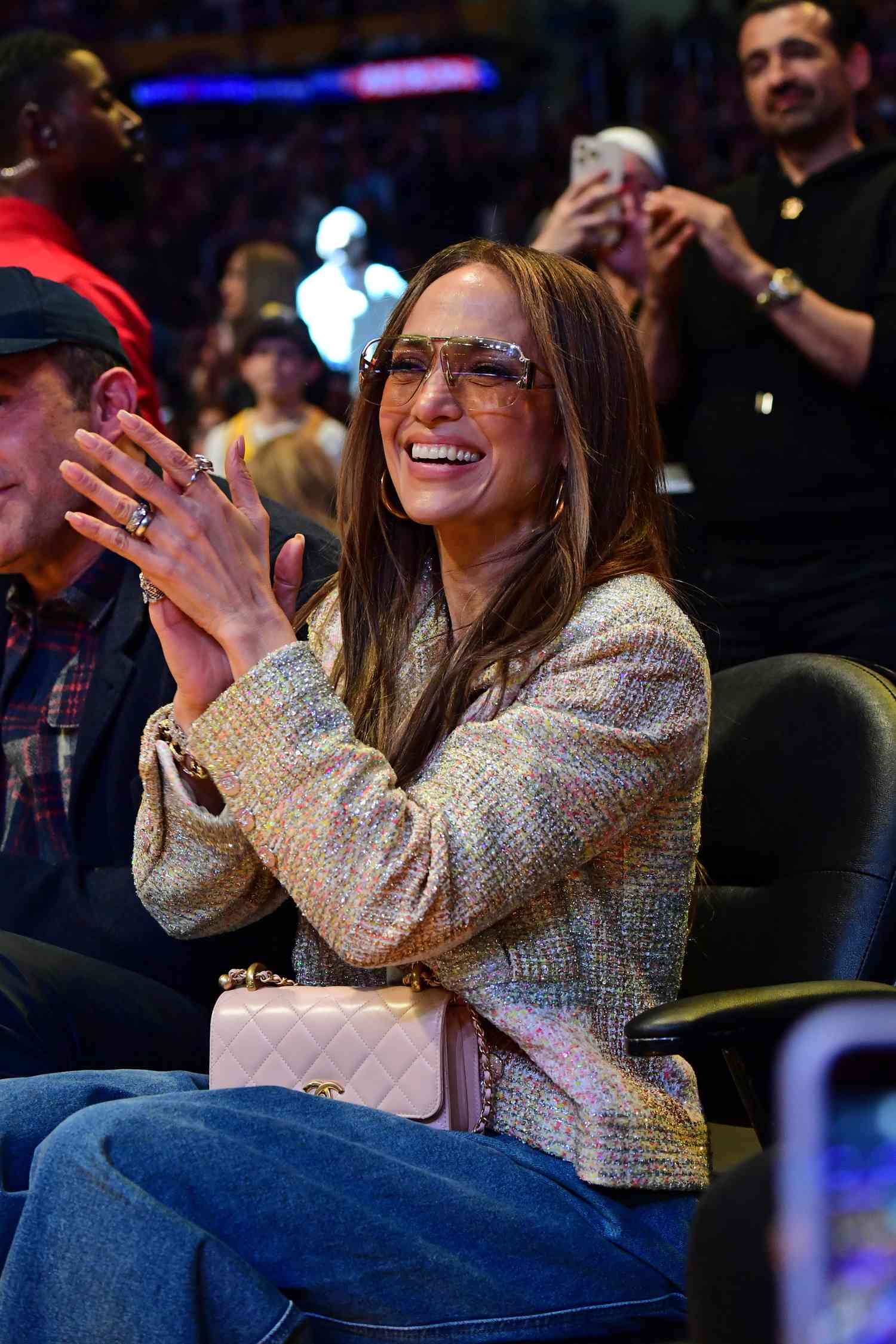 Jennifer Lopez Wore Bedazzled Boots Courtside