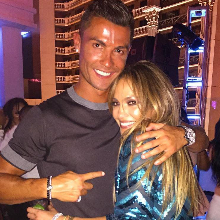 Cristiano Ronaldo gives Jennifer Lopez a hug - she would later get her cousin to receive the same treatment