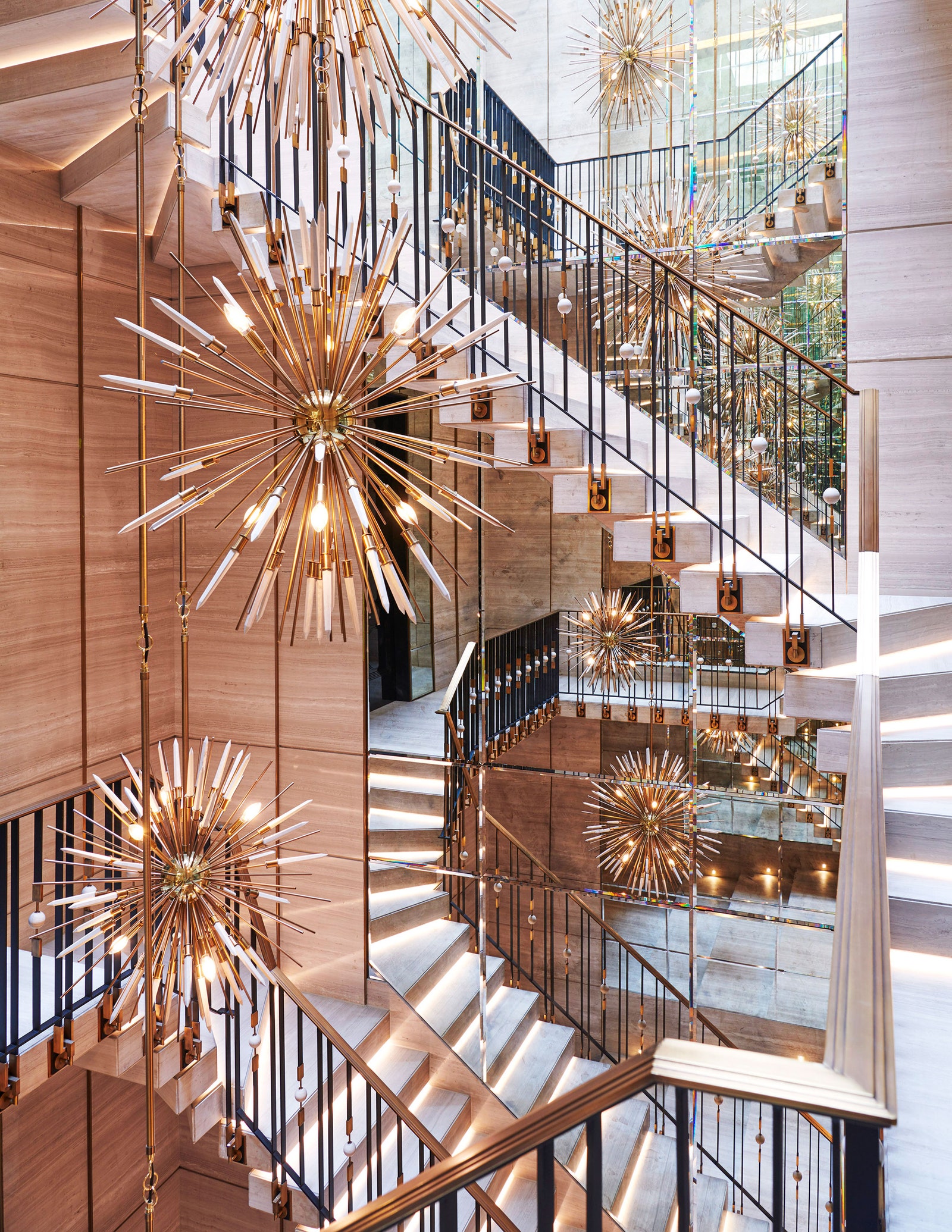 chandeliers in stairwell