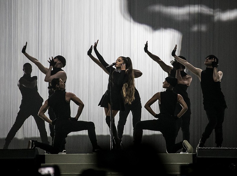 Ariana Grande and her ponytail. See more photos from Ariana Grande at the American Airlines Arena here.