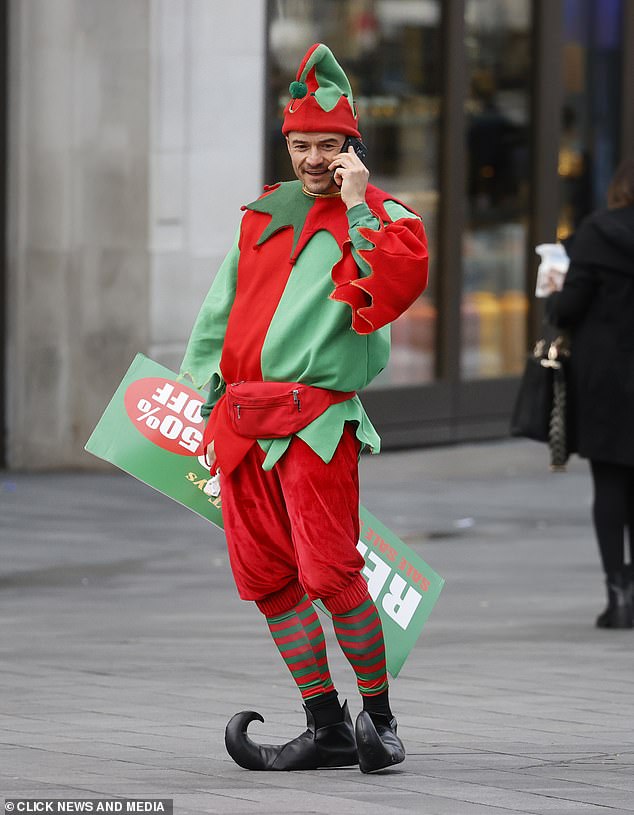 Under the bright trousers, Orlando donned a pair of striped tights and carried his belongings in a red bumbag