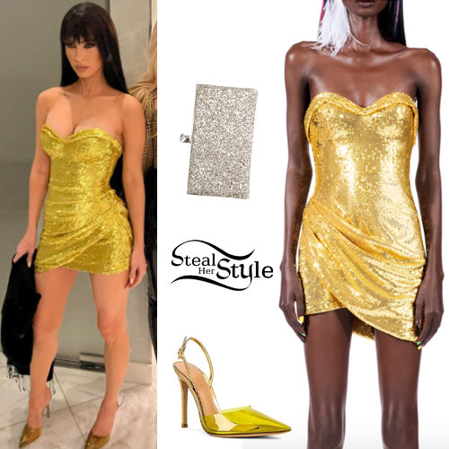 Megan Fox: Gold Mini Dress and Pumps | Steal Her Style