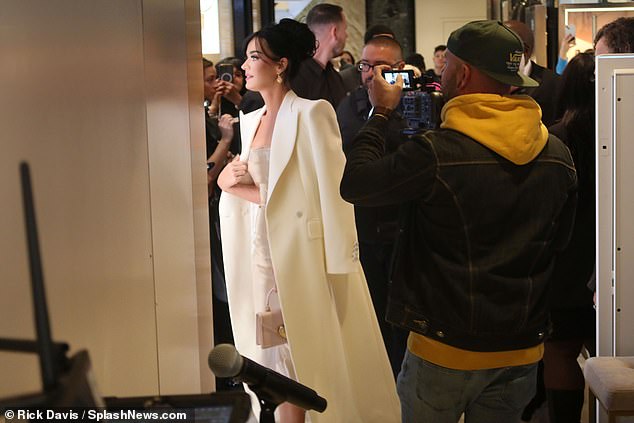 Packed department store: She was seen navigating a large crowd at the mall