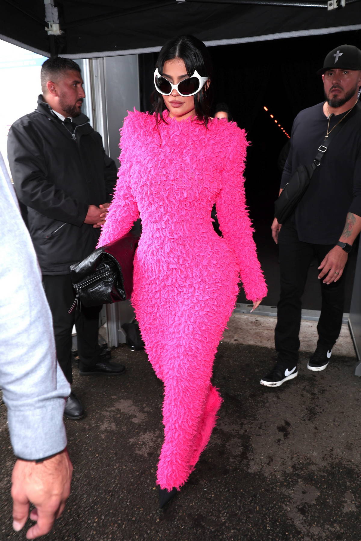 Kylie Jenner and Khloe Kardashian attend the Balenciaga Womenswear SS23 during Paris Fashion Week in Villepinte,