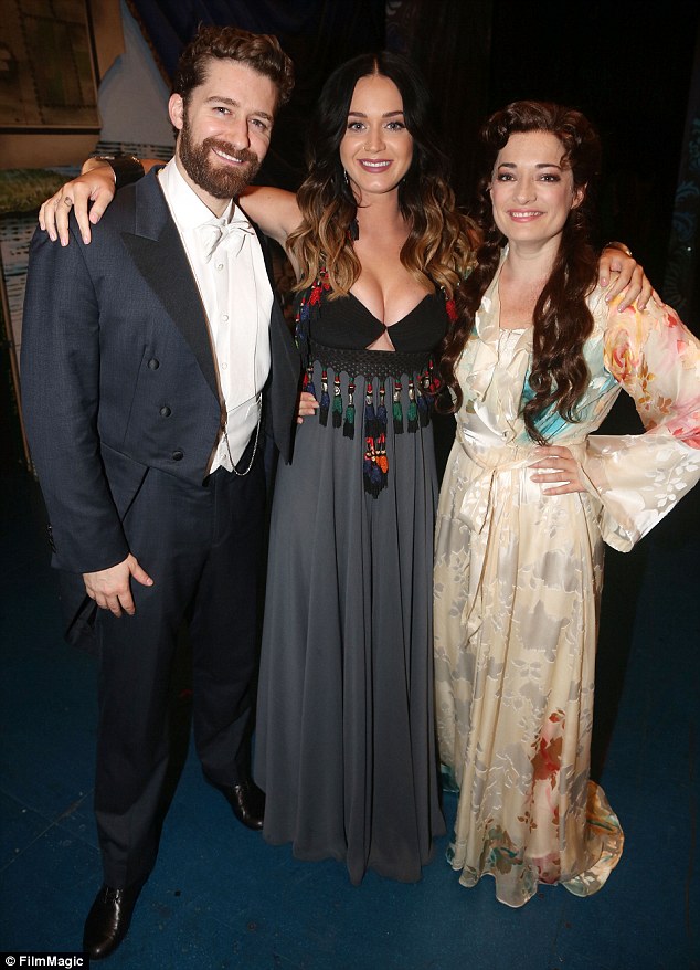 Meet the cast: Matthew Morrison and Laura Michelle Kelly posed for a snap with the pop star