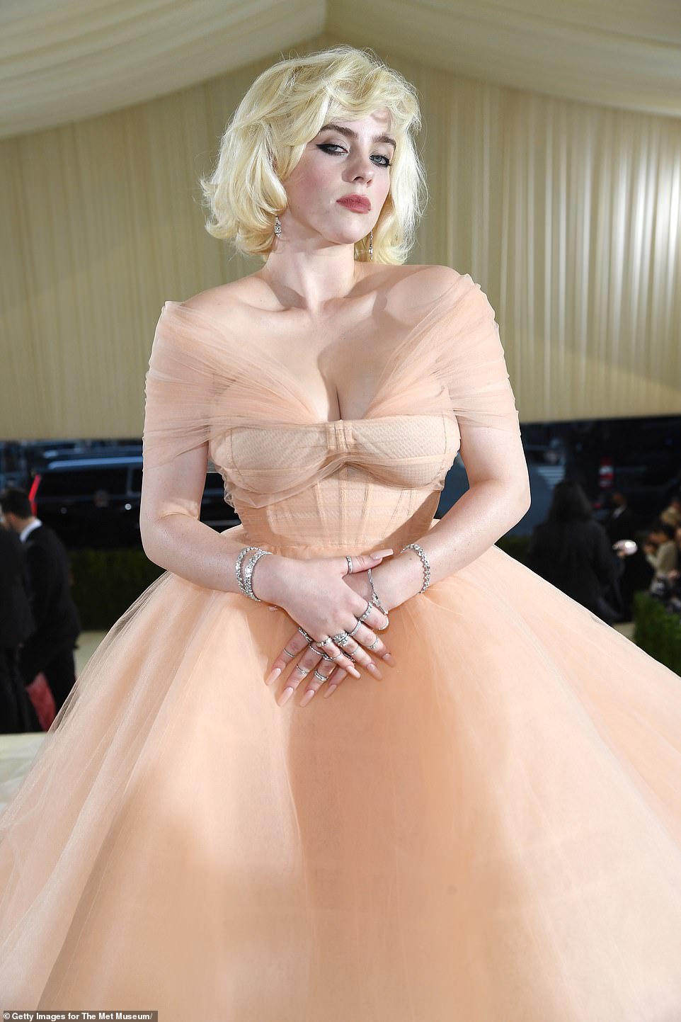 Marilyn moment! Billie Eilish delivered the ultimate Marilyn Monroe moment as she arrived to the star-studded 2021 Met Gala on Monday evening in New York City