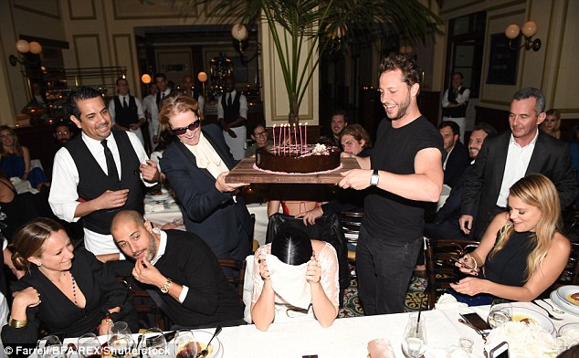 Embarrassed: Katy seemed a bit shocked to have all the focus on her at the dinner 