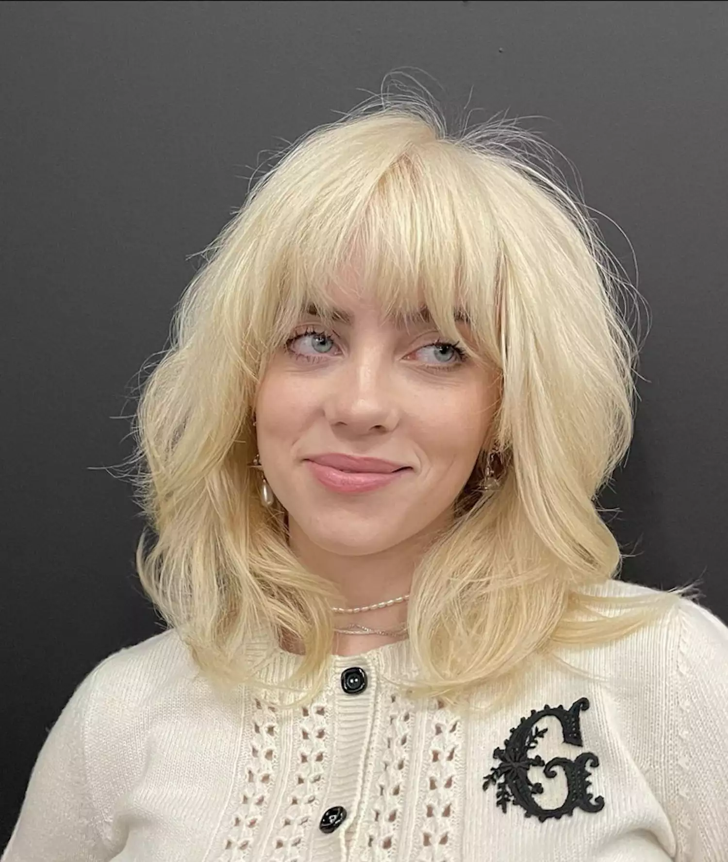 Billie Eilish with a blonde blowout