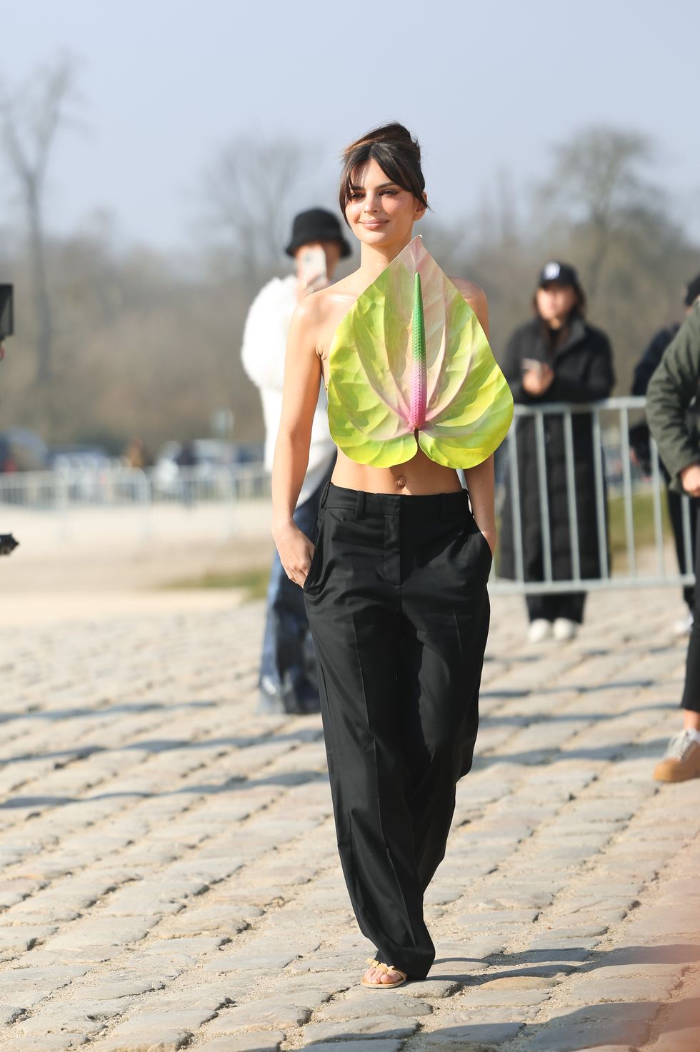 Emily Ratajkowski Is a Flower in Bloom at Loewe's Paris Fashion Show