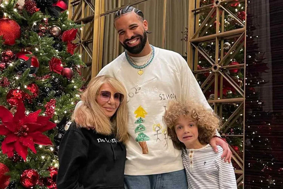 <p>Drake/Instagram</p> Sandi Graham, Drake, and Adonis Graham