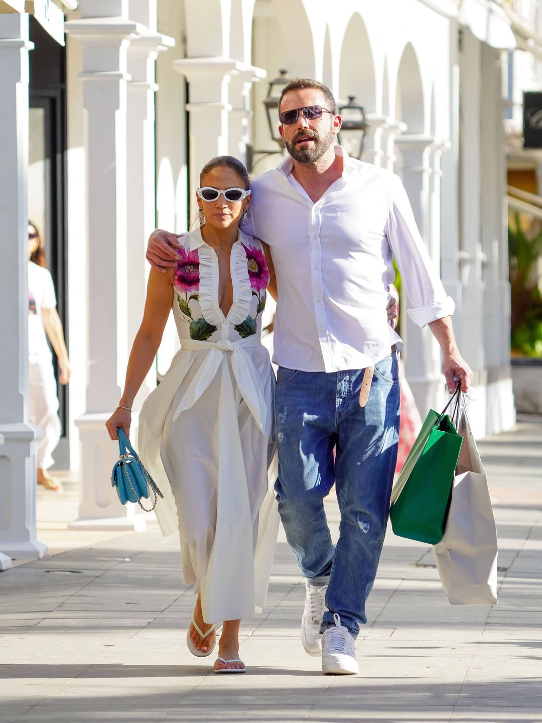 Jennifer Lopez and Ben Affleck strolling and shopping