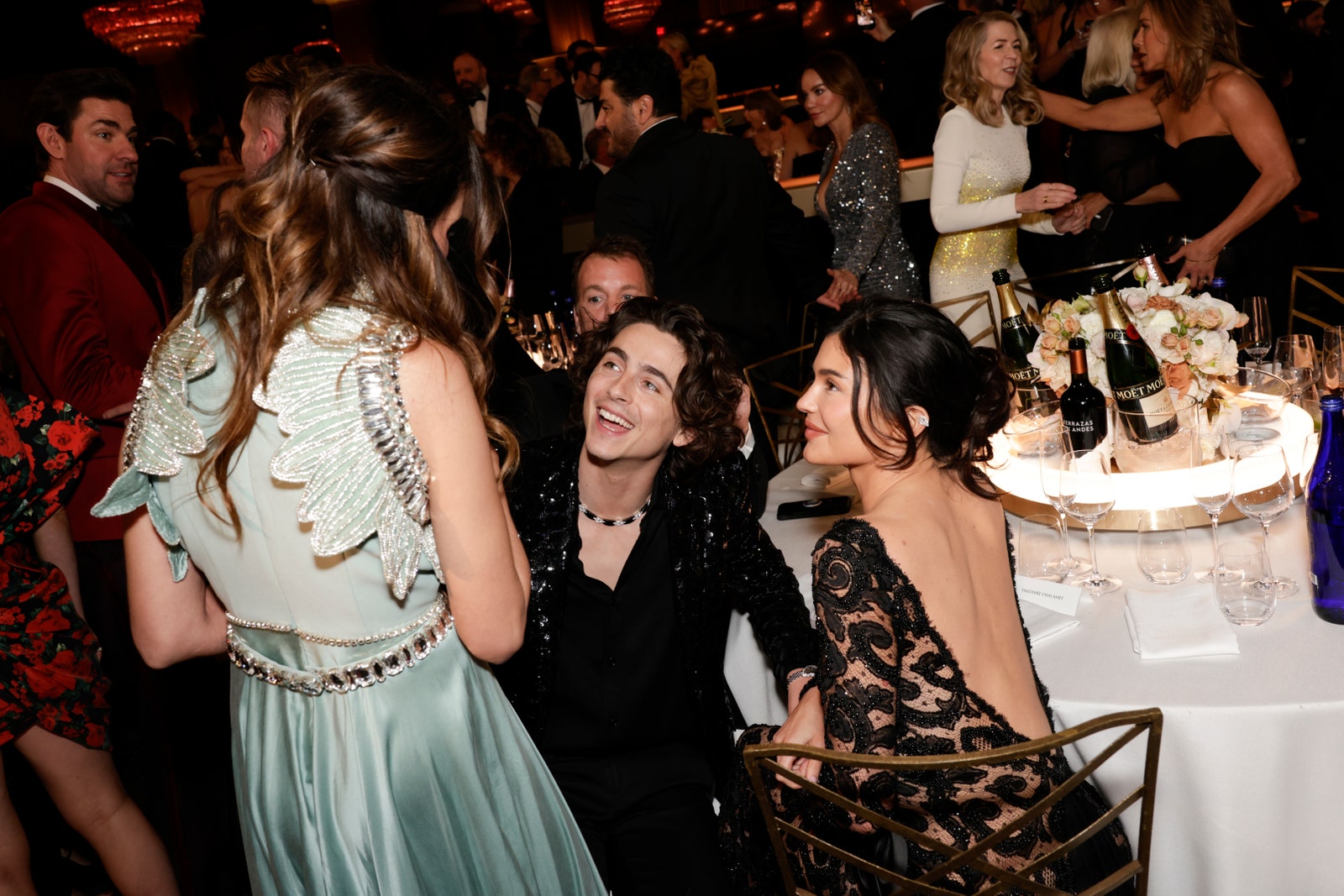 How Kylie Jenner's Sheer Dress at Golden Globes 2024 Matched Timothée  Chalamet — See Photos | Teen Vogue