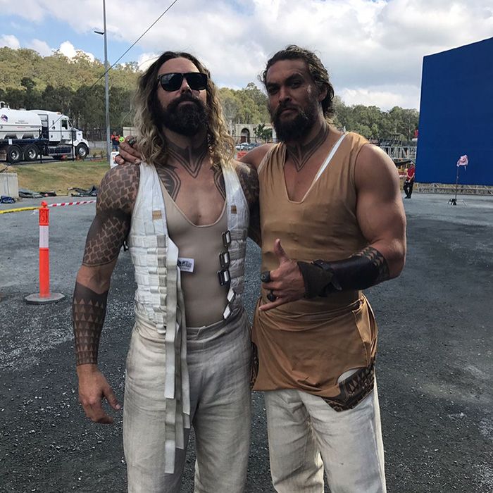 The Rock And His Stunt Double On The Set Of Jumanji: The Next Level | Jason  momoa, Actors, Hollywood actor