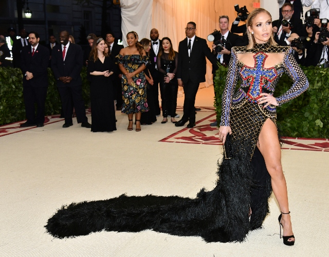 Jennifer Lopez attends The Metropolitan Museum of Art's Costume Institute benefit gala celebrating the opening of the Heavenly Bodies: Fashion and the Catholic Imagination exhibition on Monday, May 7, 2018, in New York.