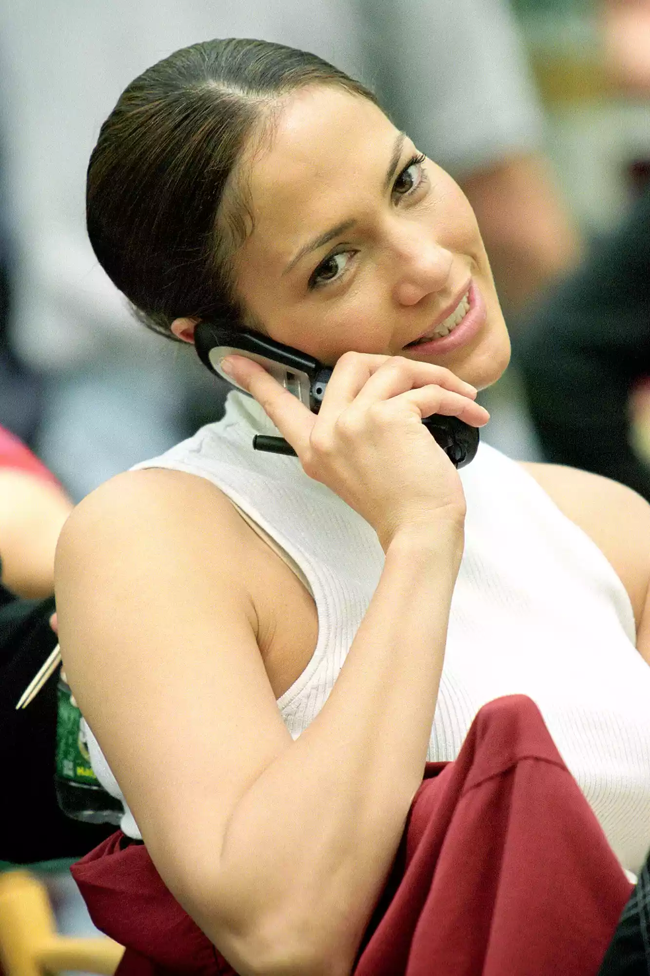 Jennifer Lopez during Jennifer Lopez on Location for Maid in Manhattan at Central Park in New York City, New York, United States. (Photo by James Devaney/WireImage)