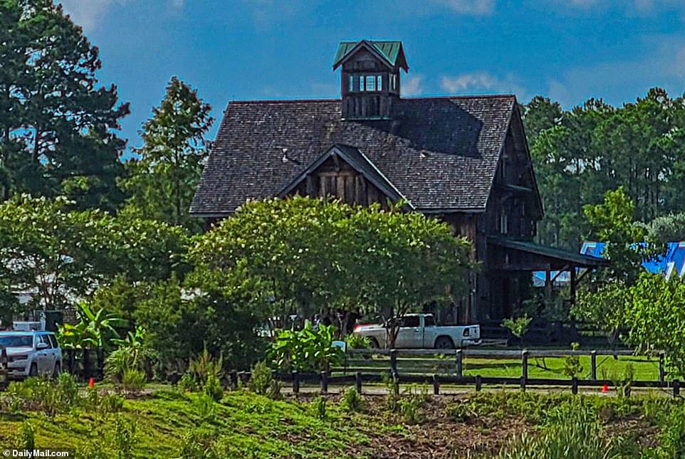 PICTURED: The rustic farmhouse where guests enjoyed cocktail hour after the wedding ceremony