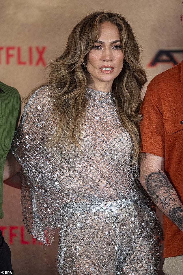 Affleck's relationship woes with wife Jennifer Lopez , 54, have made headlines this month. Lopez pictured last week in Mexico City promoting her movie Atlas