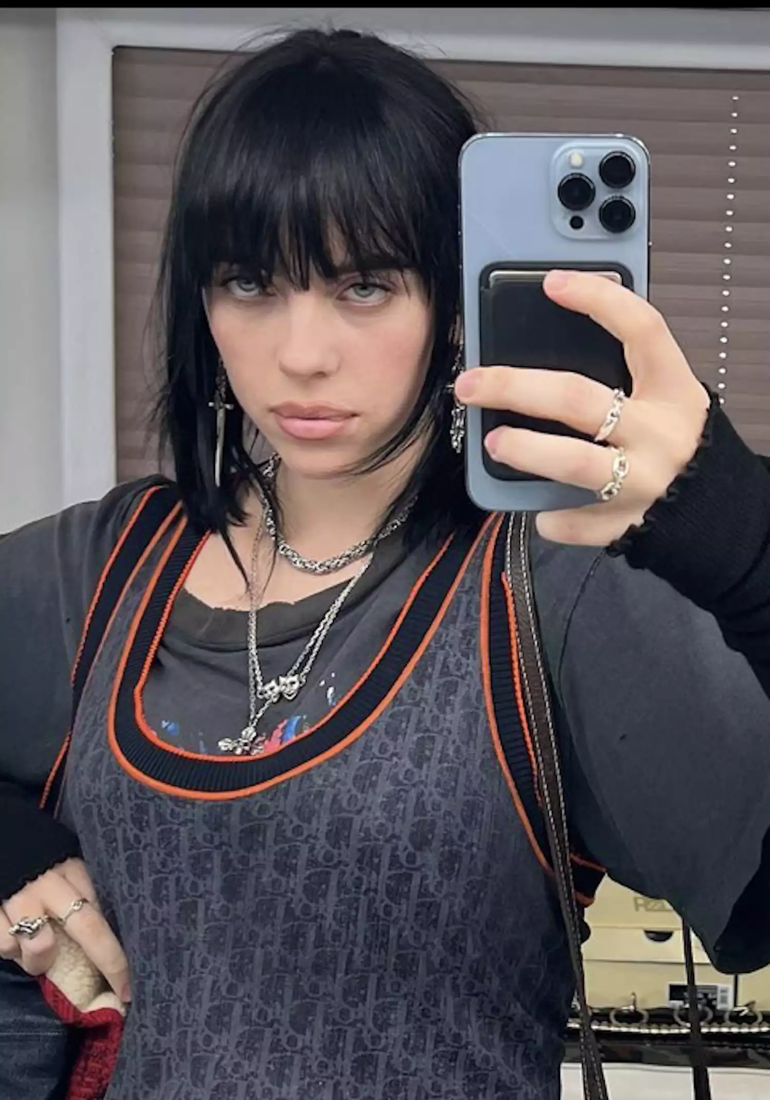 Billie Eilish in pigtails and bangs